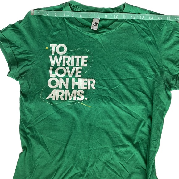 Retro Y2K To Write Love On Her Arms green tee TWLOHA American Apparel Size XL - Picture 6 of 9